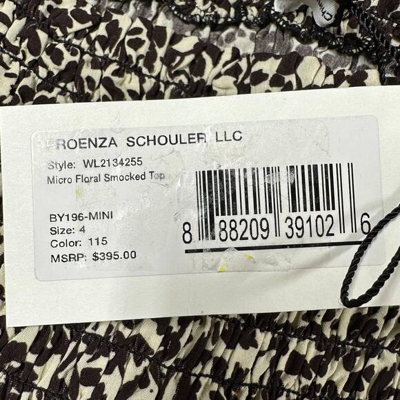 Proenza Schouler White Label NWT Micro Floral Smocked Top Size 4 Turtleneck - Picture 5 of 9